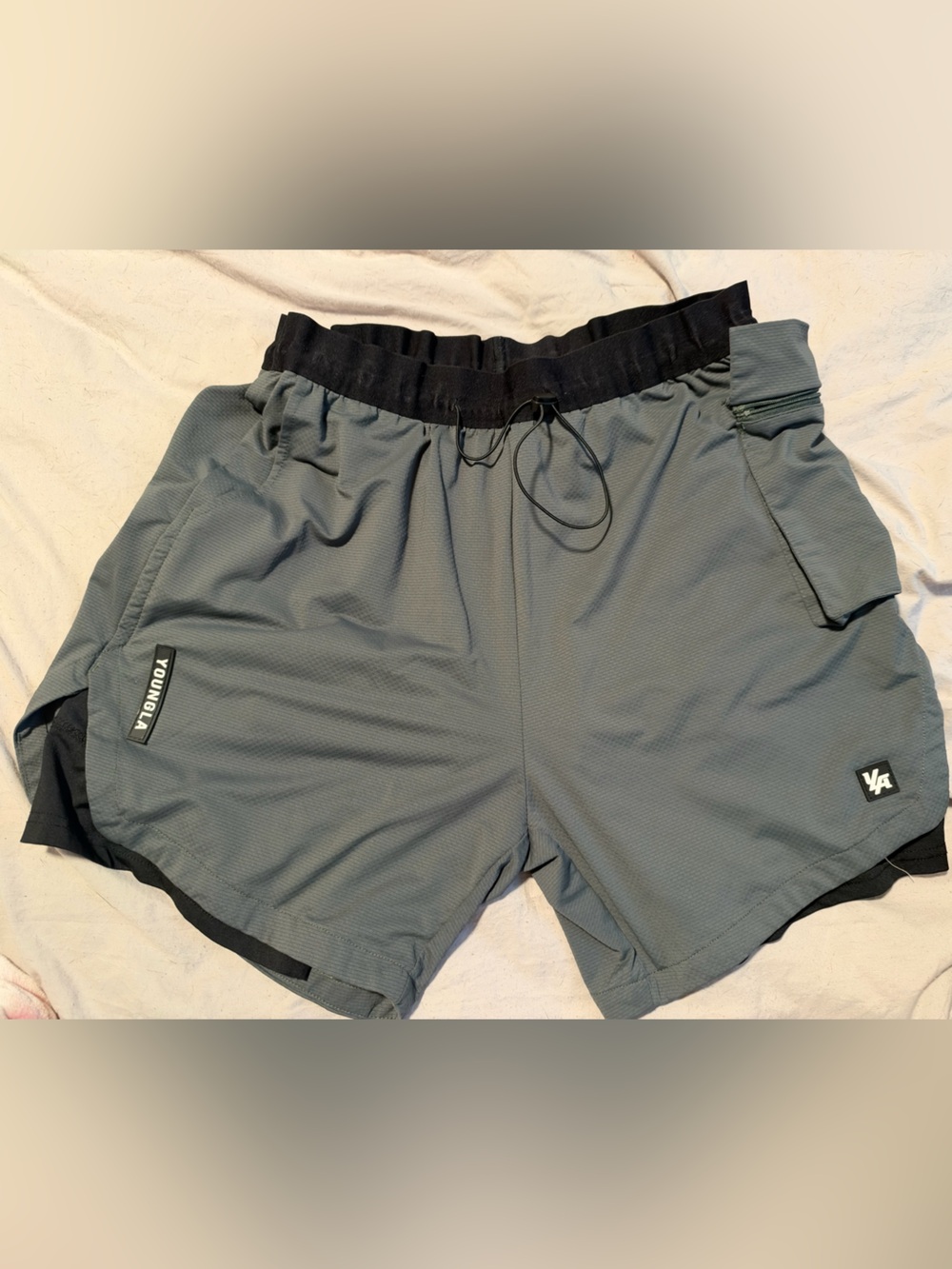 YoungLA Men's Gray Active lined Shorts - Elastic Waist